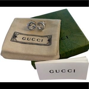 Authentic Gucci Interlocking G Sterling Silver Stud Earrings